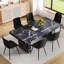 Luxurious Black Marble Dining Set - Mdf Elegance, Modern Style, Perfect For Dining & Work