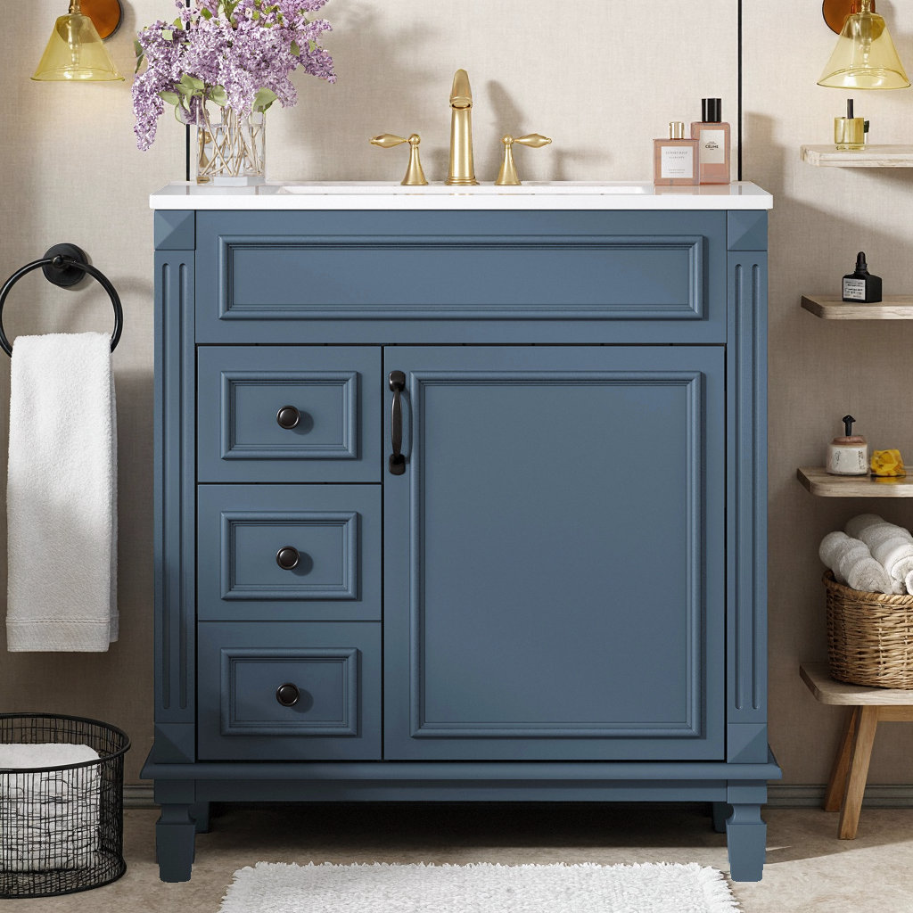 Red Barrel Studio 30" Bathroom Vanity with Ceramic Sink - Small ...