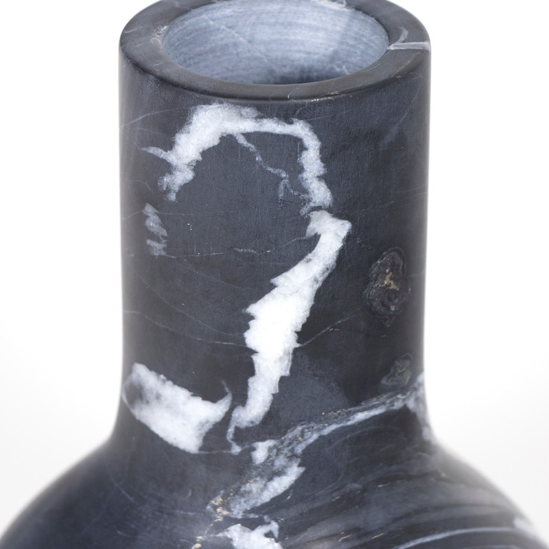 Jasper Marble Vase Small (Black), 8" H x 6" W x 6" D