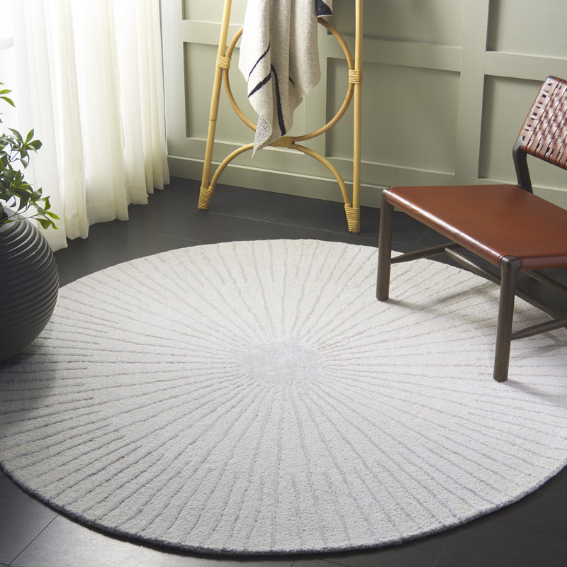 Fifth Avenue 551 Hand Tufted Wool/Pet Yarn/Cotton Starburst Rug in Ivory, Round 6'