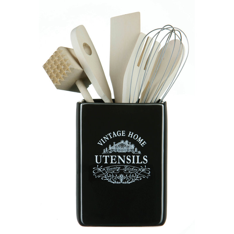 Kevan Ceramic / Porcelain Square Utensil Crock