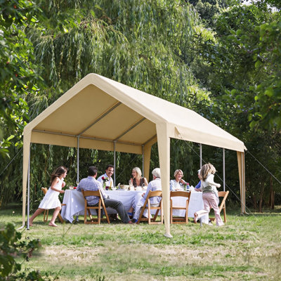 0 ft. x 20 ft. Heavy-Duty Carport Canopy, Portable Outdoor Storage Shelter with Galvanized & Powder-Coated Steel Frame, Waterproof UV-Resistant PE Fabric, for Cars, Trucks, Boats and Lawn Equipment