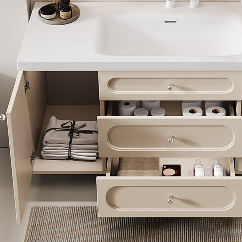 Nordic style simple bathroom cabinet, 19.7" H x 51.2" W x 21.7" D, Beige