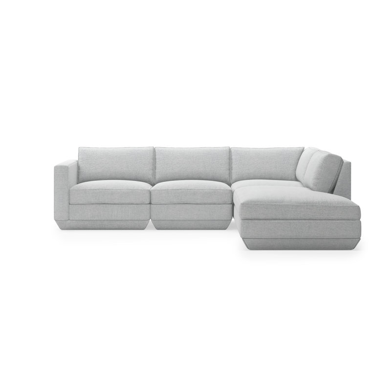 Podium Modular Sectional, Bayview Silver Performance Twill