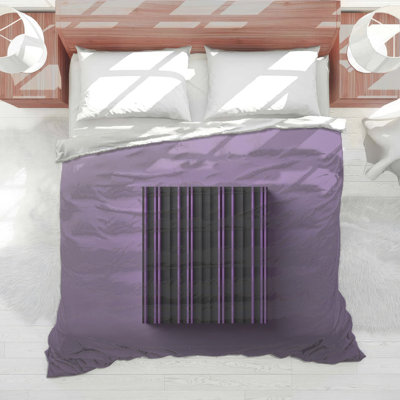 Édredon rectangulaire à rayures noires et mauves