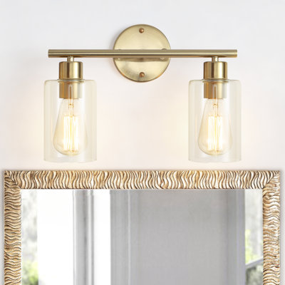 2 - Light Dimmable Vanity Light Wall Light with Clear Shade Mirror Headlights Fixture