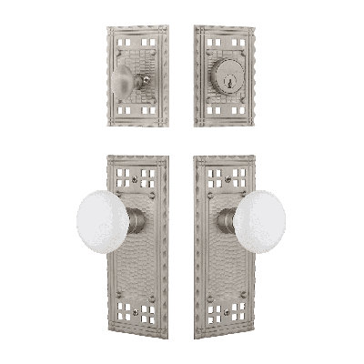 Ensemble d'entrée avec poignée en porcelaine blanche Nostalgic Warehouse Craftsman