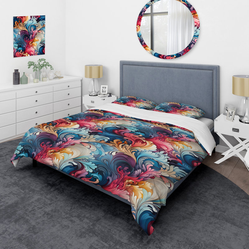 Ensemble de housse de couette Ethno Paisley Harmony Fuse Marble, Housse de couette pour très grand lit et 2 très