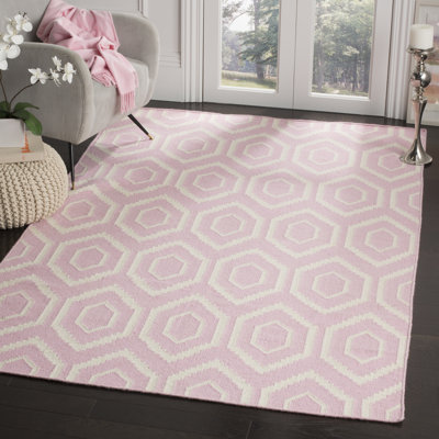 Normal Geometric Wool Hand Woven Area Rug