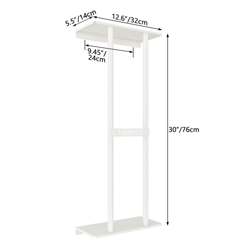Porte-serviettes mural 30 "avec tablette, White