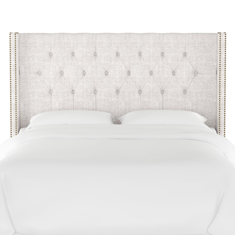 Knighten Upholstered Headboard, Twin, Zuma White Textured Linen