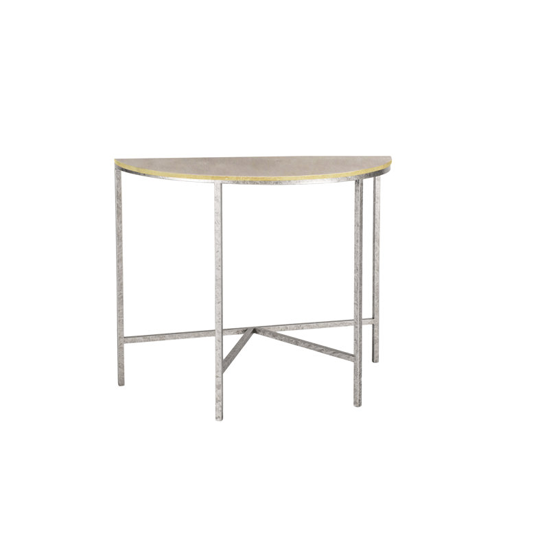 Vermont 38'' Console Table, Royal Silver, Lite Travertine