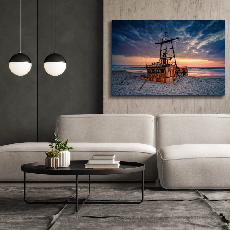 «Shipwreck Of The Ocean Pursuit» par Rick Berk, art mural sur toile, H 40 po x l 60 po x P 1,5 po