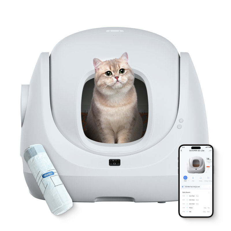 CATLINK SE Lite Classic Model, Self-Cleaning Litter Box for Single Cat – Extra Roomy, Pinch-Free Design for Large, Short-Legged, Senior & Disabled Cats, For Cats 3.5–22 lbs, Gray