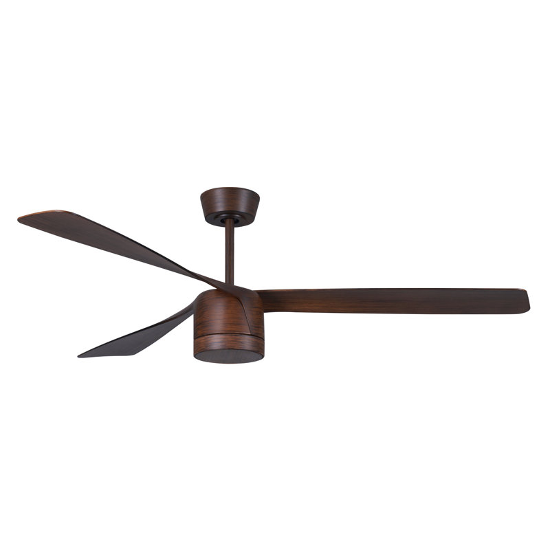 Peregrine 56" Indoor/Outdoor DC Ceiling Fan with LED Light and Remote, Damp Rated, Koa Modern Ceiling Fan, Dark Koa