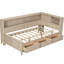 Lit de jour simple en bois avec 3 tiroirs, blanc antique, fabrication solide, pas de sommier requis Tablettes et cadre requis-539630512