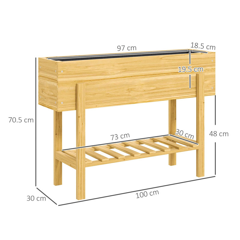 Wood Elevated Planter, Natural