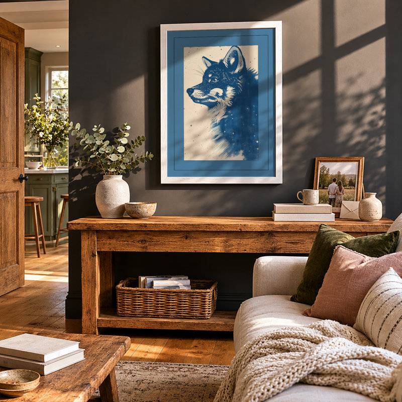 Splintered Fox Modern - Framed Print, A2 - 59.4 x 42.0 cm, White