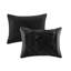 Édredon 7 pièces noir pour lit très grand - 100% tissu 2 taies décoratives, 3 coussins, 1 édredon, garniture de jupe-131255852-131255856