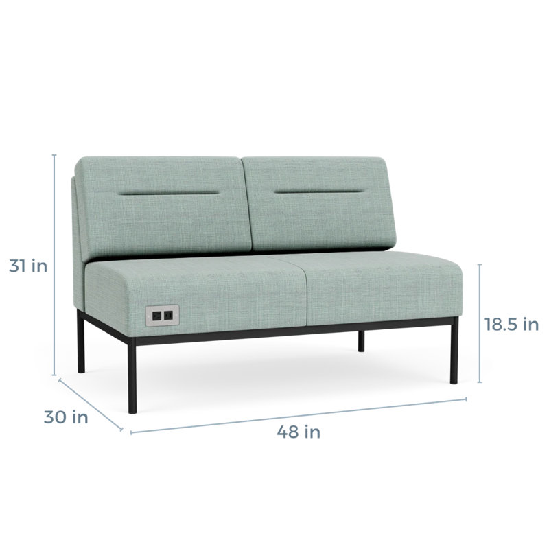 Causeuse Darsey, Chambray écume de mer, Avec alimentation, Noir