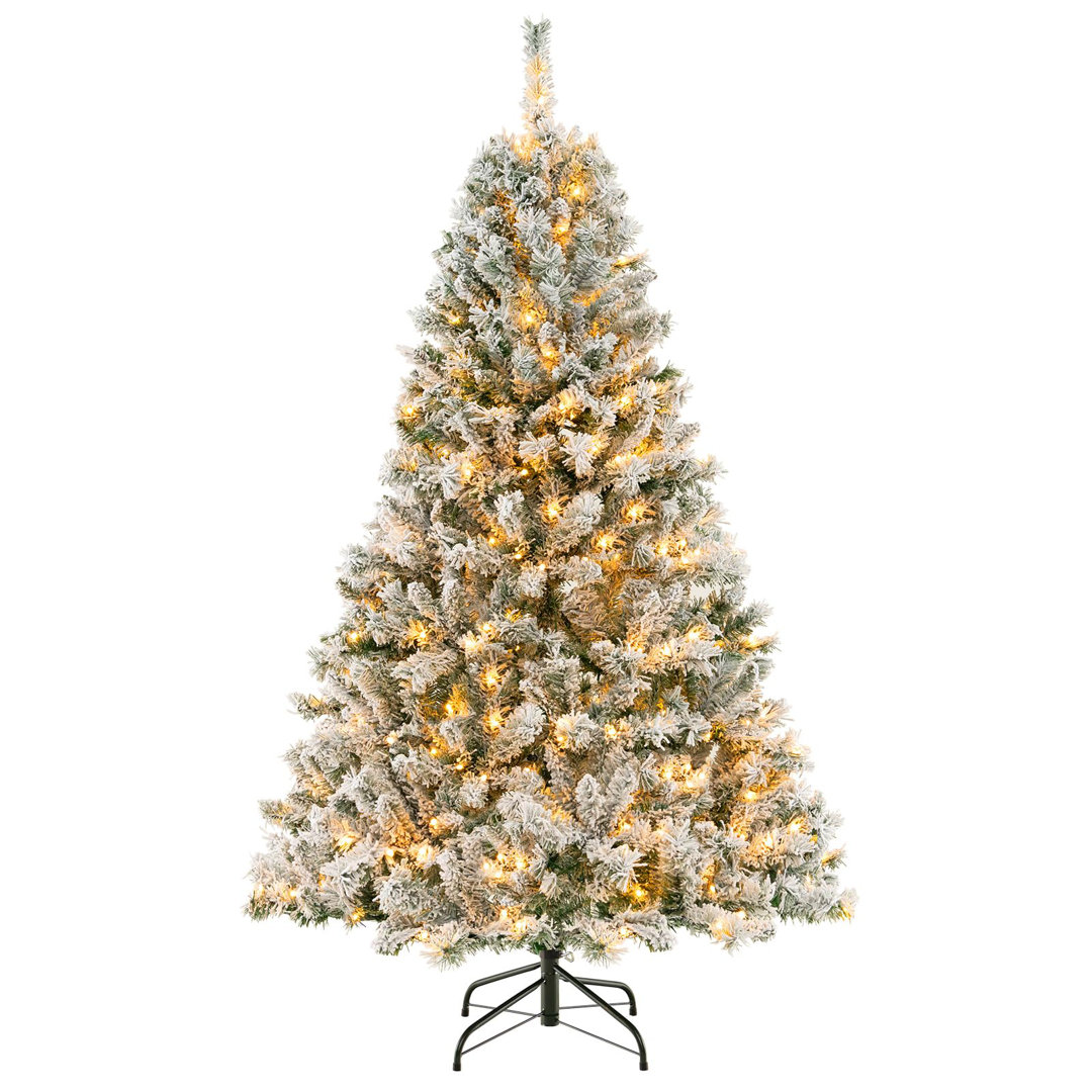 6' Spruce Flocked Prelit Christmas Trees, Artificial Lighted Xmas Trees The Holiday Aisle® Light