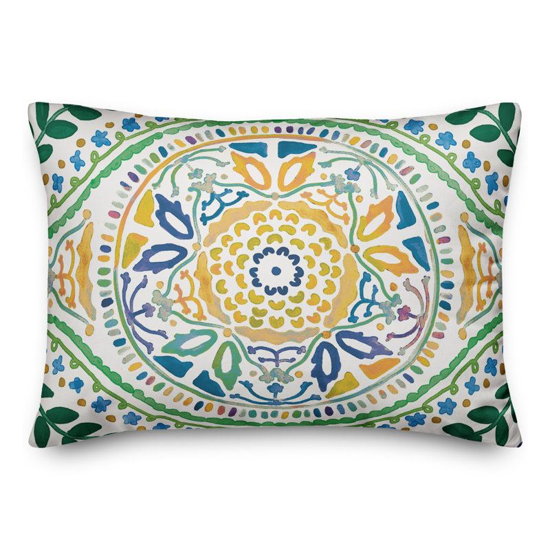 Housse et insert de coussin d'extérieur Juan, Yellow, Floral 4