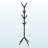 Angel Freestanding Entryway Coat Tree With 8 Hooks in Black Metal, 70.08'' H X 17.33'' W X 17.33'' D