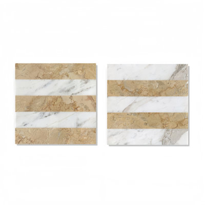 Carrelage en marbre poli jet d'eau 12 x 12 pour planchers et murs, carrelage en pierre naturelle avec accents dorés à facettes, revêtement de sol et revêtement mural en marbre durable