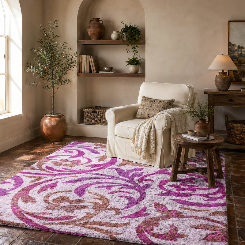 Tapis Dream Shag ADS764 à motifs tourbillonnants, lavable à la machine de qualité supérieure, Lavender, 10' x 14'