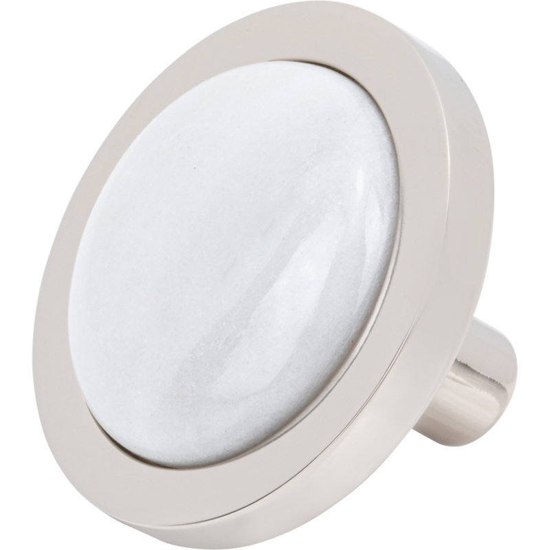Firesky Diameter Knob, Polished Nickel, Carrara White