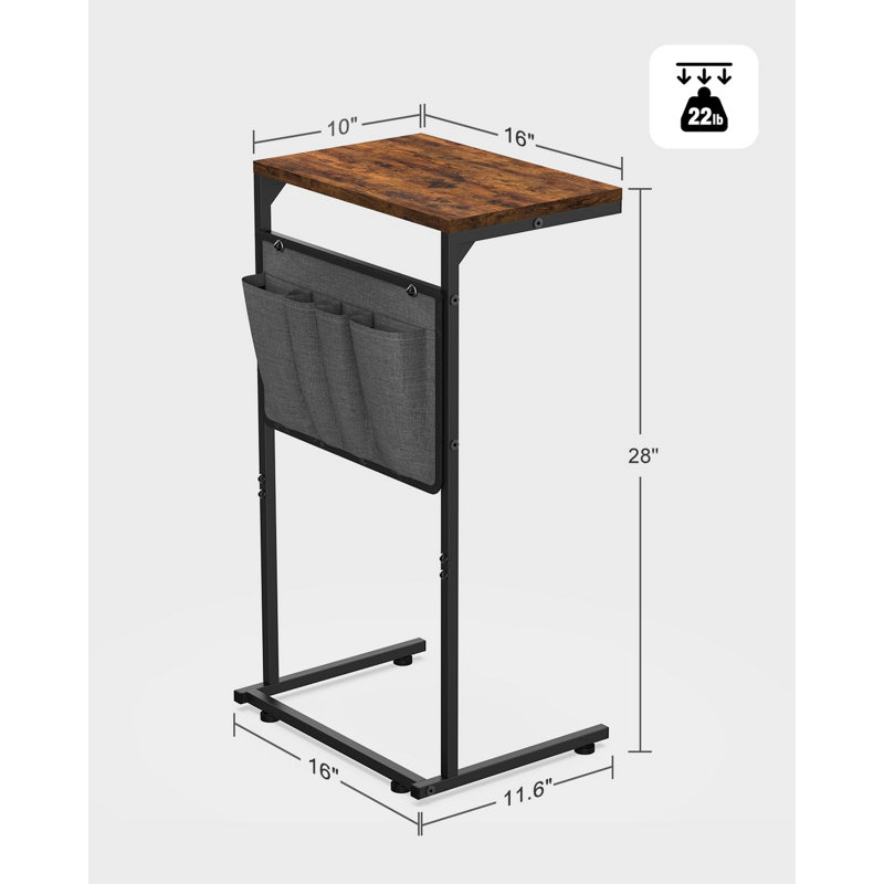 C Shaped Adjustable Height Side Table