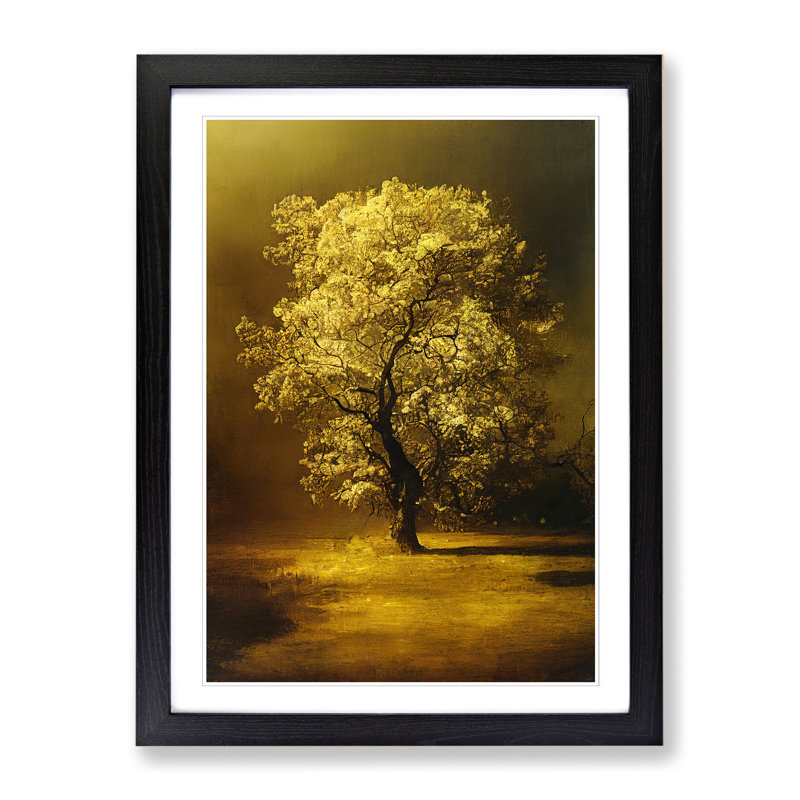 Vintage Tree Art Vol.1 - Picture Frame Print, 64cm H x 46cm W x 2cm D, Black