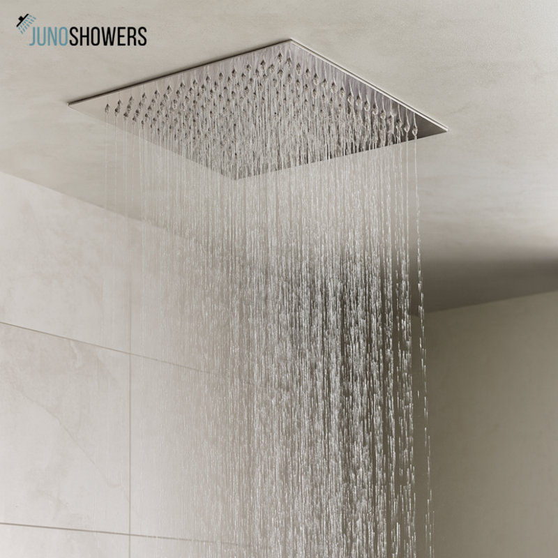 Wall-Mounted Rain Shower Head with Chrome Finish and Single Handle for Contemporary Bathrooms
