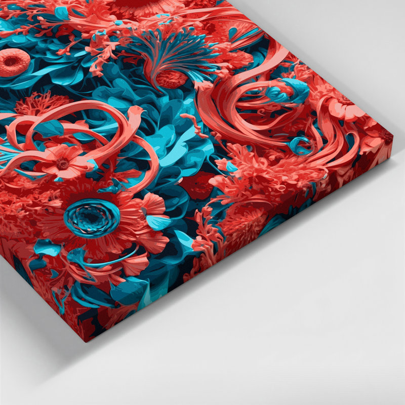 «Abstract Florals 77», art mural sur toile brune, H 16 po x l 16 po