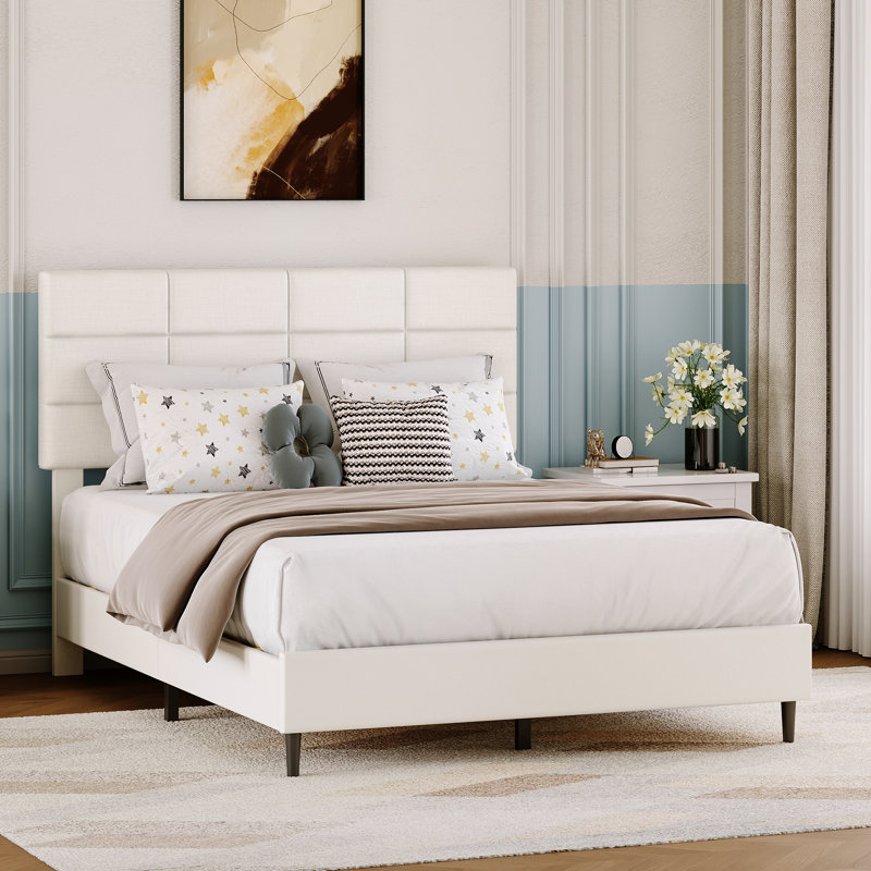 Platform Bed, Double (4'6), Beige