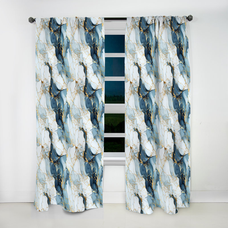 Gold Timeless Marble Classic Delights - Glam Curtain - Velvet Room Darkening - 1 Panel, 52" W x 90" L