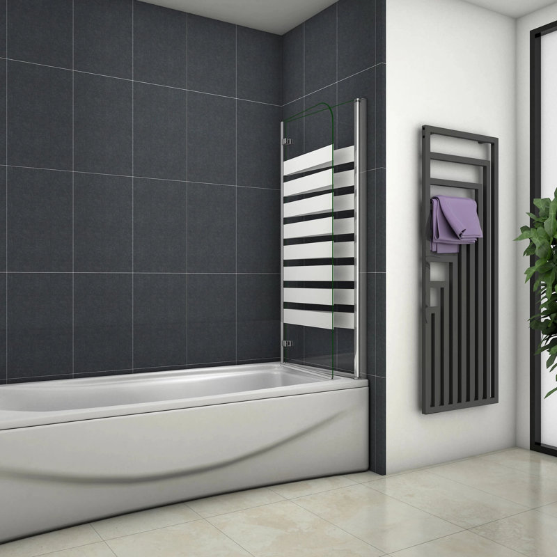 Gelincik 1170mm - 1200mm W x 1400mm H Folding / Bi-Fold Semi-Frameless with Clear Glass, Right Opening