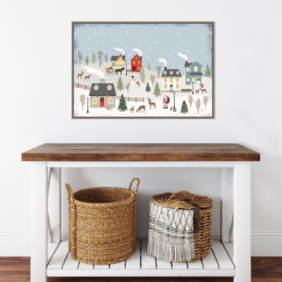 «Christmas Village II Day» par Laura Marshall - cadre flottant, impression sur toile