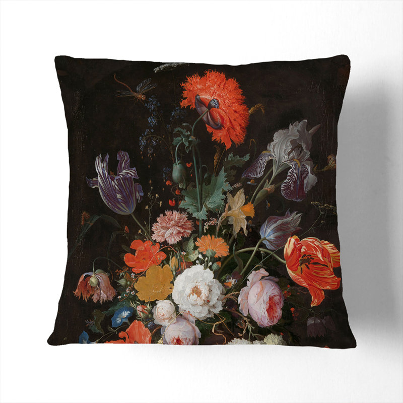 Still Life With Flowers Vol.2 Square Throw Cushion, Stone, 40cm H x 40cm W x 15cm D