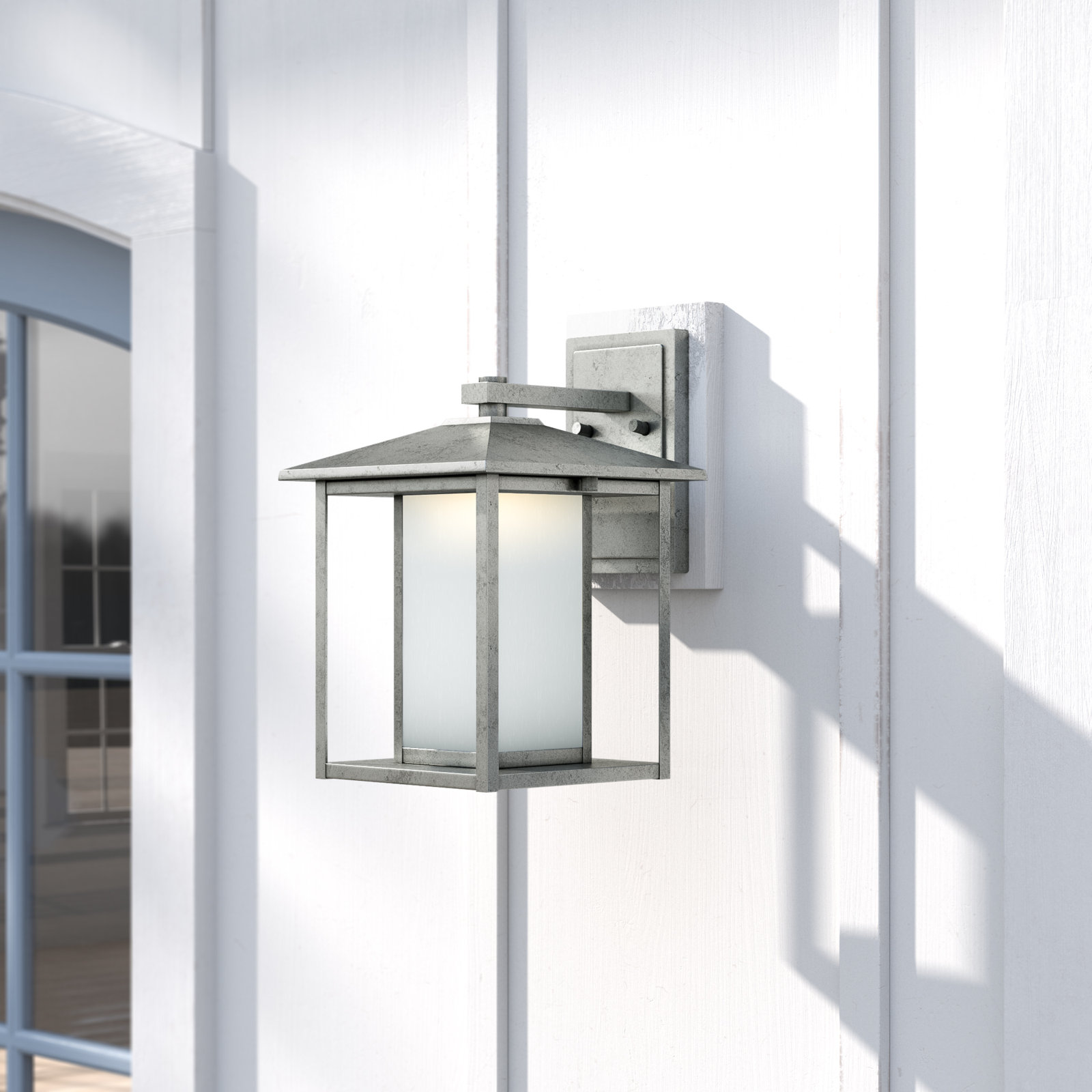 Vermont Integrated LED Outdoor Wall Lantern, 11" H x 7" W x 8.5" D, Weathered Pewter