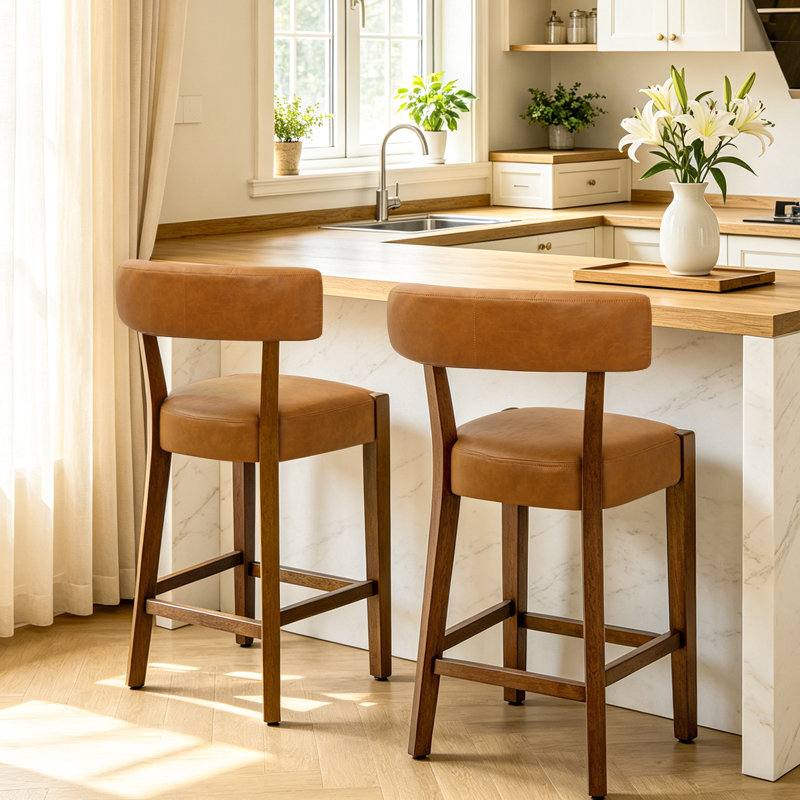 Tabouret de bar 26 po Mid-Century, Brun, 2