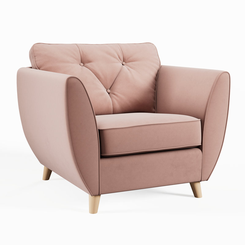 Collazo Upholstered Armchair, Pink, Beige Wood