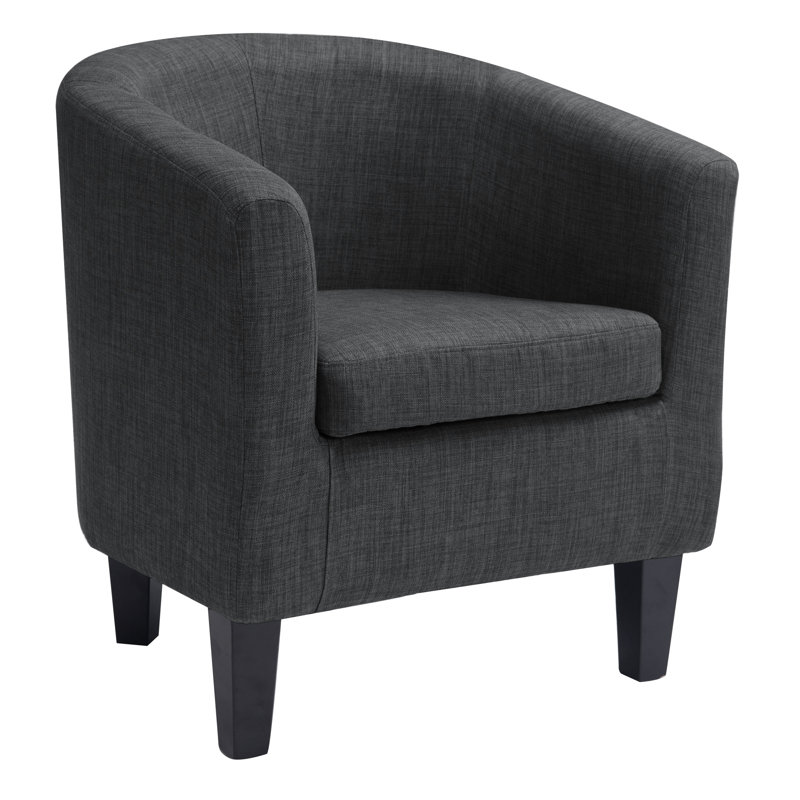 Fauteuil demi-tonneau en polyester de 27,25 po de largeur Aadvika, Polyester gris foncé