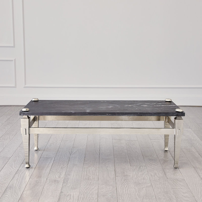 Roman Coffee Table, Black Top/Nickel Plated Base