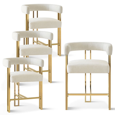 25" Upholstered Gold Chenille Counter Stool