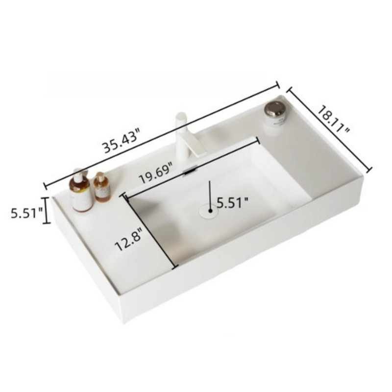 36"Wall Mounted Bathroom Vanity with Sink, Walnut
