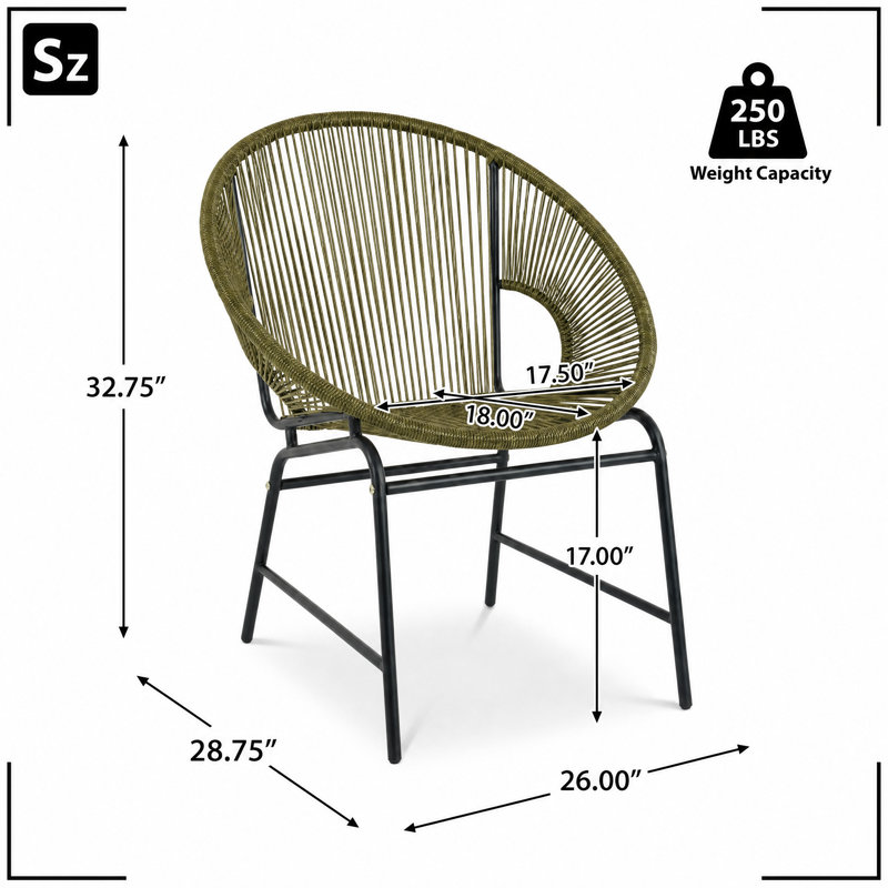Ensemble de 2 chaises d'extérieur en osier de patio avec structure de soutien robuste et matériau tissé résistant aux intempéries de qualité supérieure, parfait pour le jardin, la terrasse, la cour, les sièges près de la piscine, la conception ergonomique et la fabrication à tissage ouvert respirant