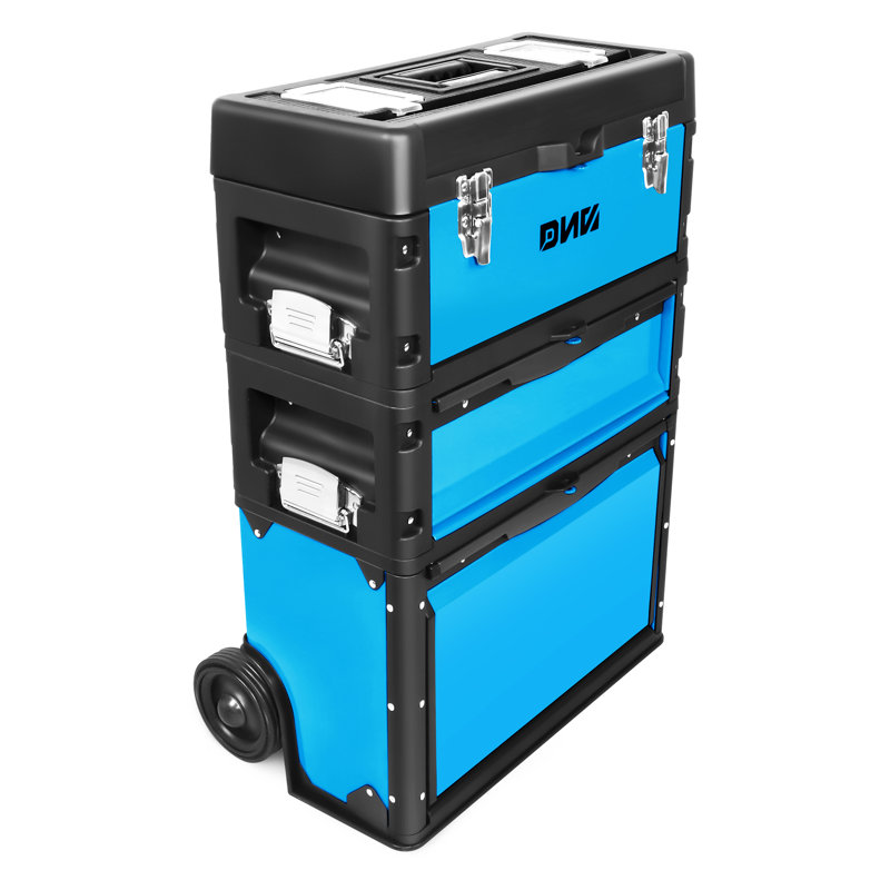 3-Tier Stackable Separate Hand Case Tool Boxes Trolley (Red), Blue