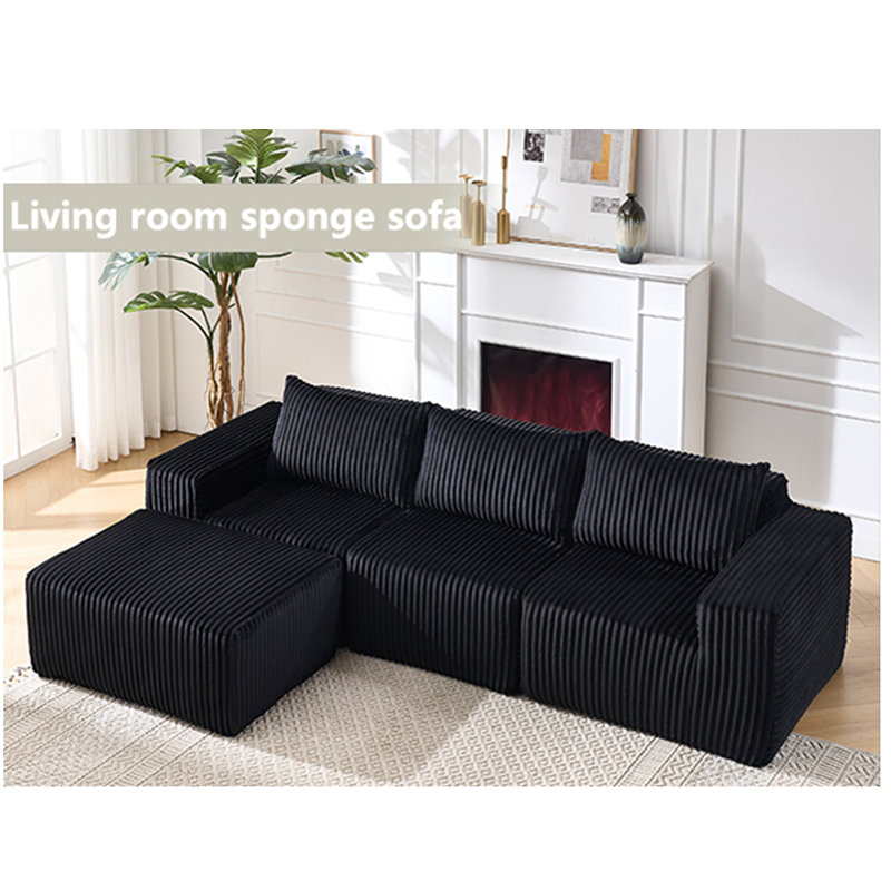 Canapé modulaire Modern, Velours côtelé noir