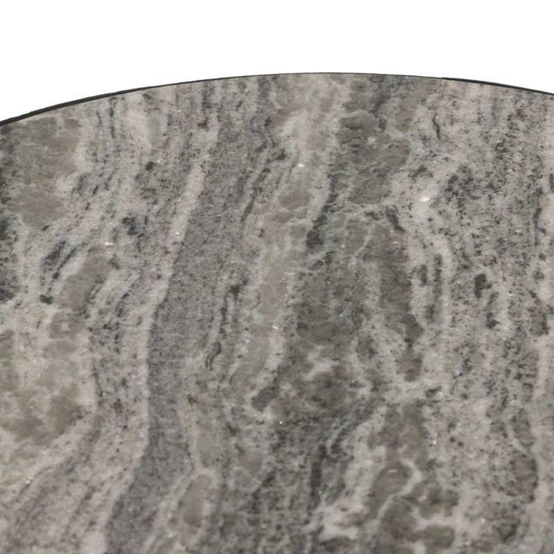 Earlie Seraphine Pedestal End Table, River Gray Marble, Hammered Gray